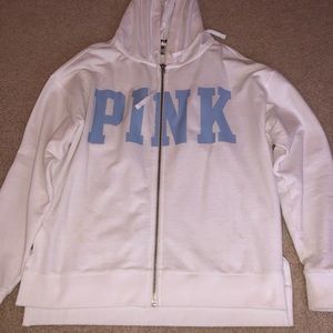 VS Pink White Zip Up Hoodie